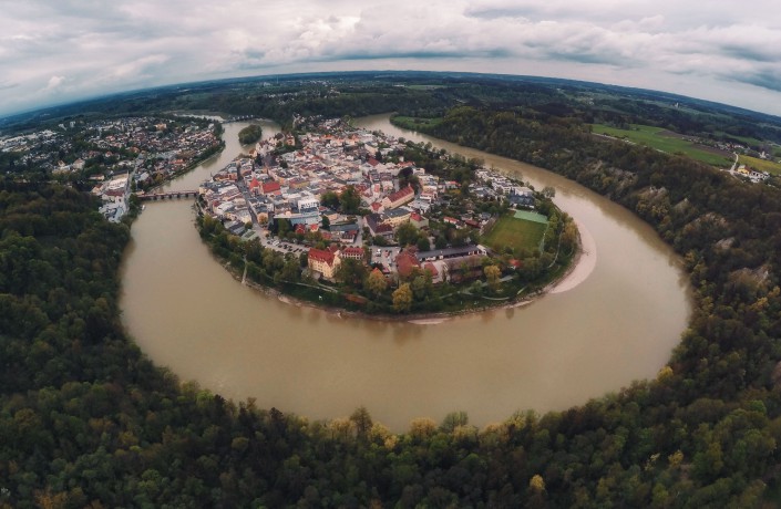 Luftaufnahme Quadcopter Drohne GoPro Aerial Wasserburg am Inn